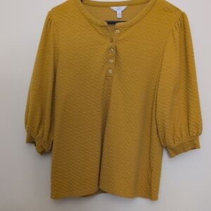 Time and Tru Gold 3/4 Sleeve Shirt Size XL 16-18 Scoop Neck